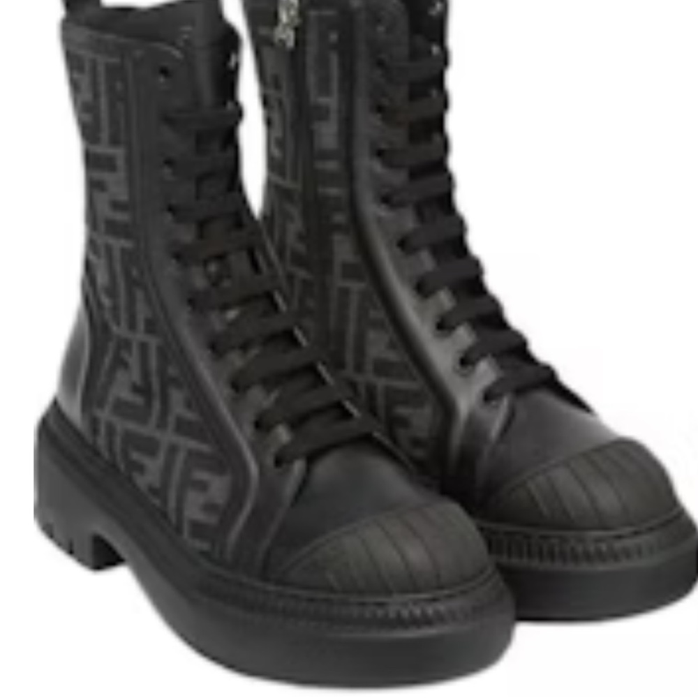 Fendi Black Lace-Up Boots